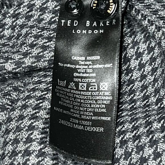 NWOT Ted Baker London Dekker Houndstooth Button Front Shirt Sz 4 L - Picture 9 of 10